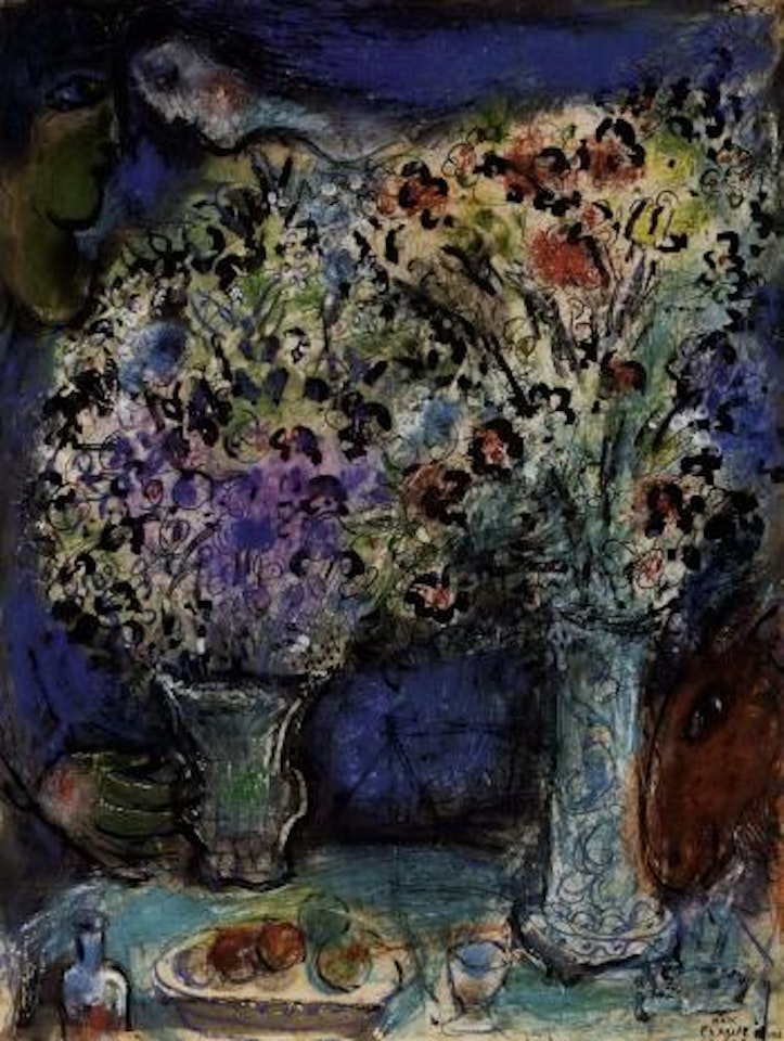 Composition aux deux bouquets by Marc Chagall