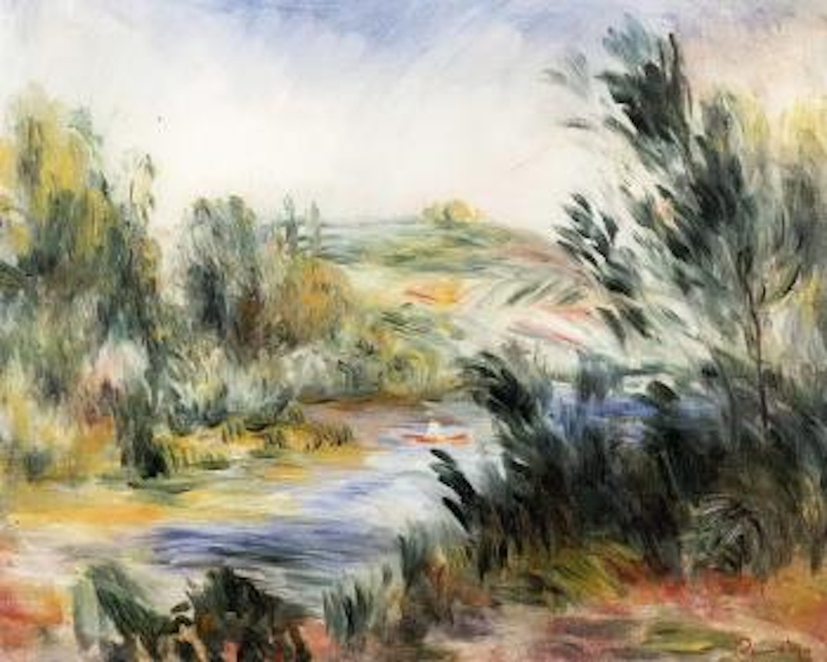 Bord de riviere, rameur dans une barque by Pierre-Auguste Renoir