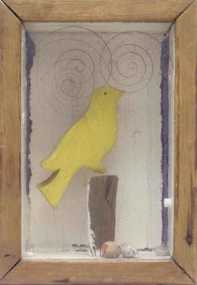 Untitled - yellow bird with watch spring by Joseph Cornell