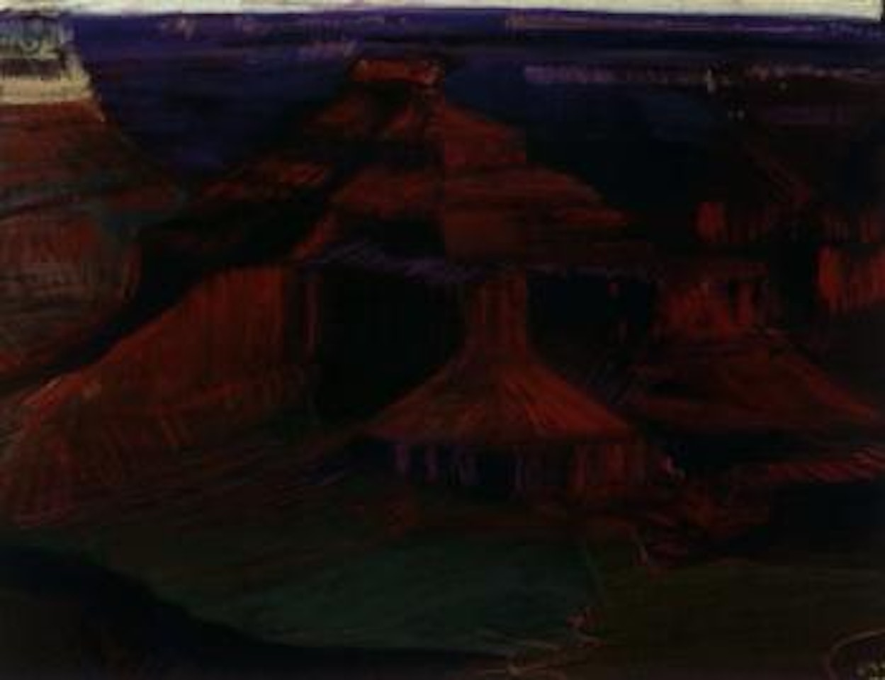Study for a closer grand canyon IV, Isis Temple by David Hockney
