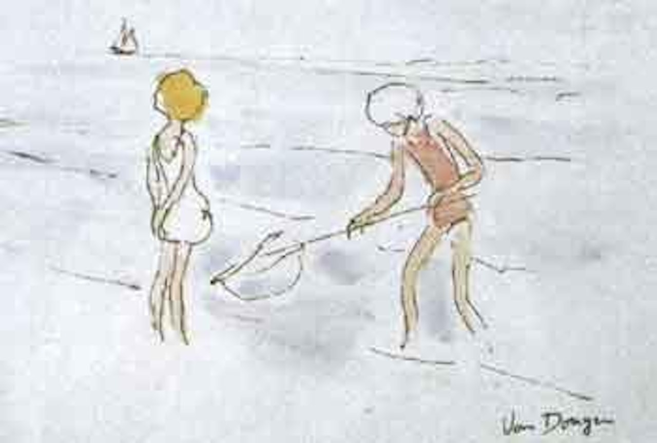 Two kids on the beach by Kees van Dongen