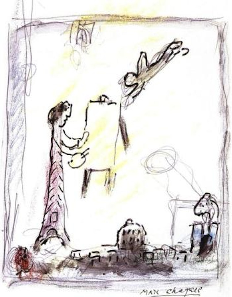 Le peintre tour-eiffel au chevalet by Marc Chagall