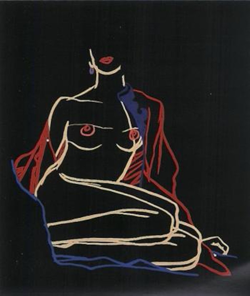 Monica sitting undressing by Tom Wesselmann