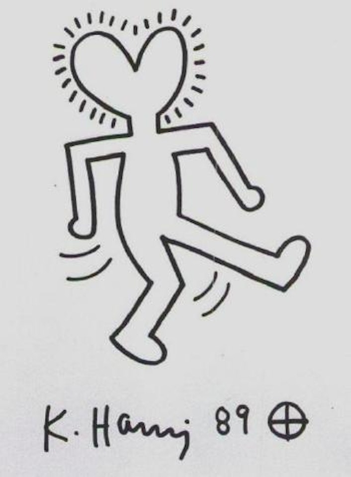 Man with heart head by Keith Haring
