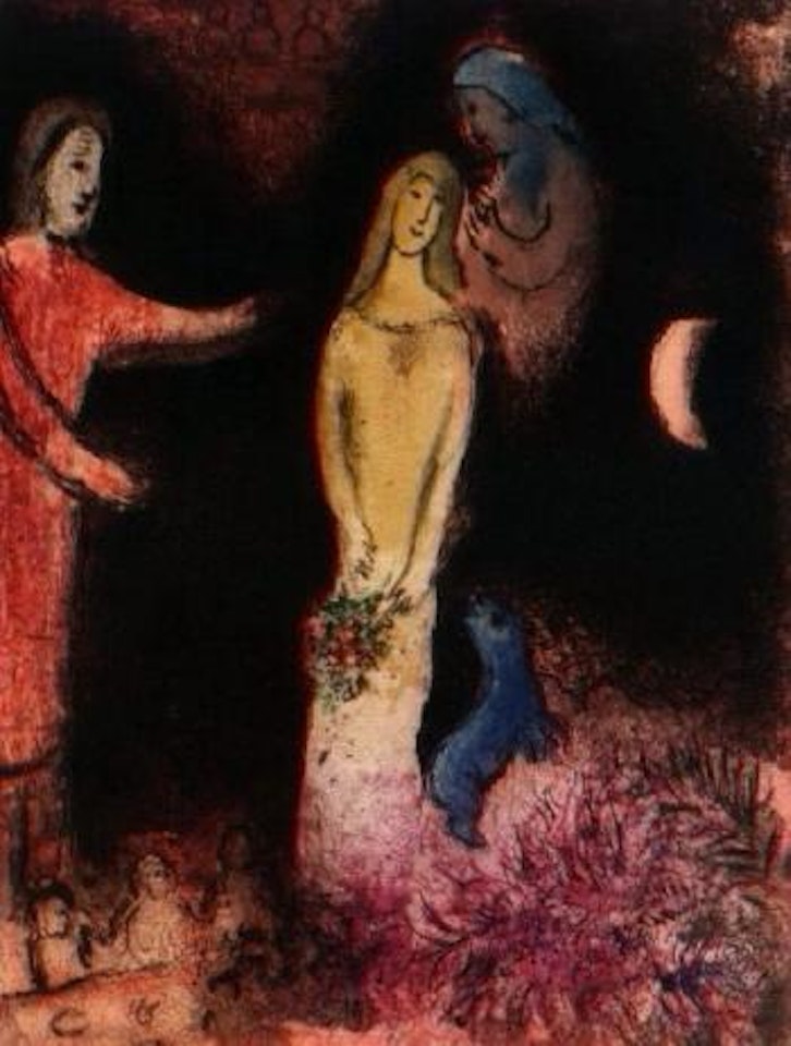Young Methymneans. Chloe is dressed and braided by Cleariste by Marc Chagall