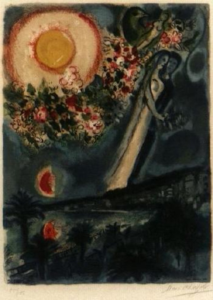 Fiances in the sky at Nice by Marc Chagall