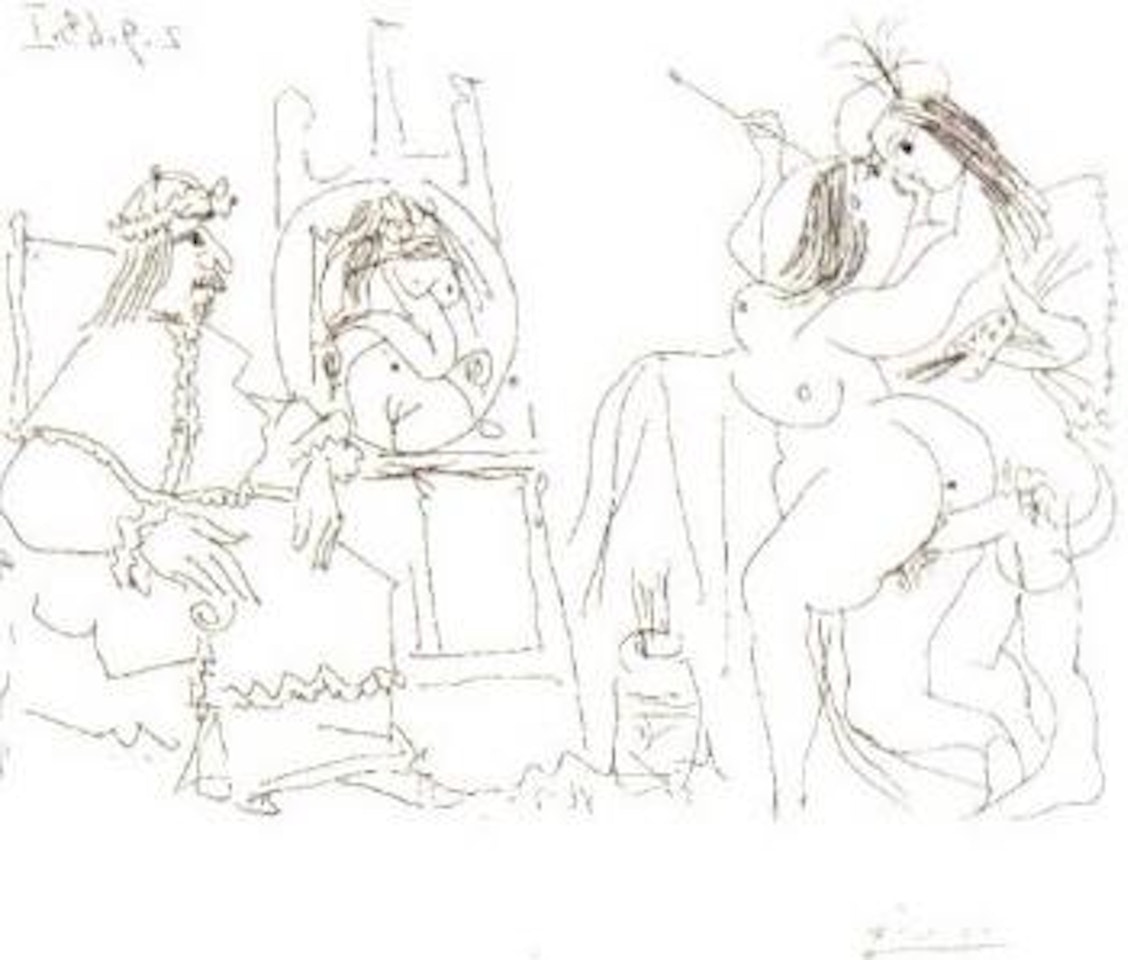 Raphael et la fornarina, X, le Pape a fait apporter son fauteuil by Pablo Picasso