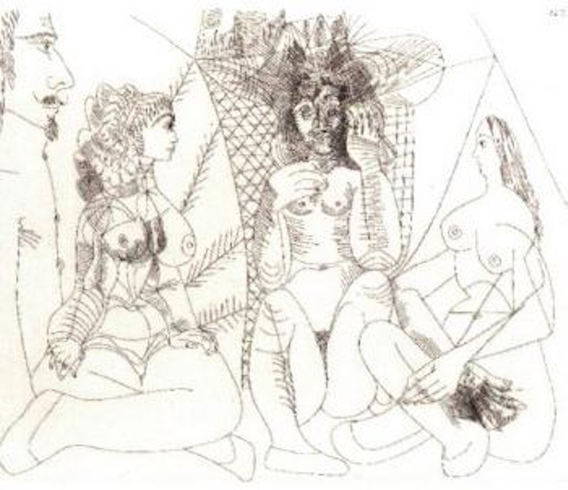 Trois femmes passant le temps, avec spectateur severe by Pablo Picasso