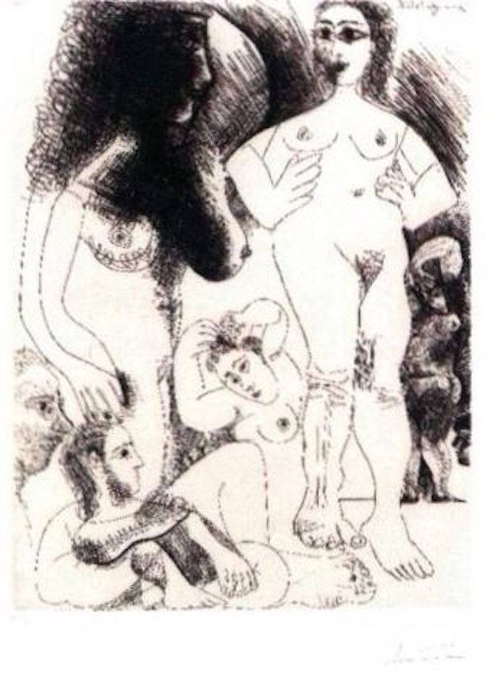 Odalisques avec deux hommes revant by Pablo Picasso