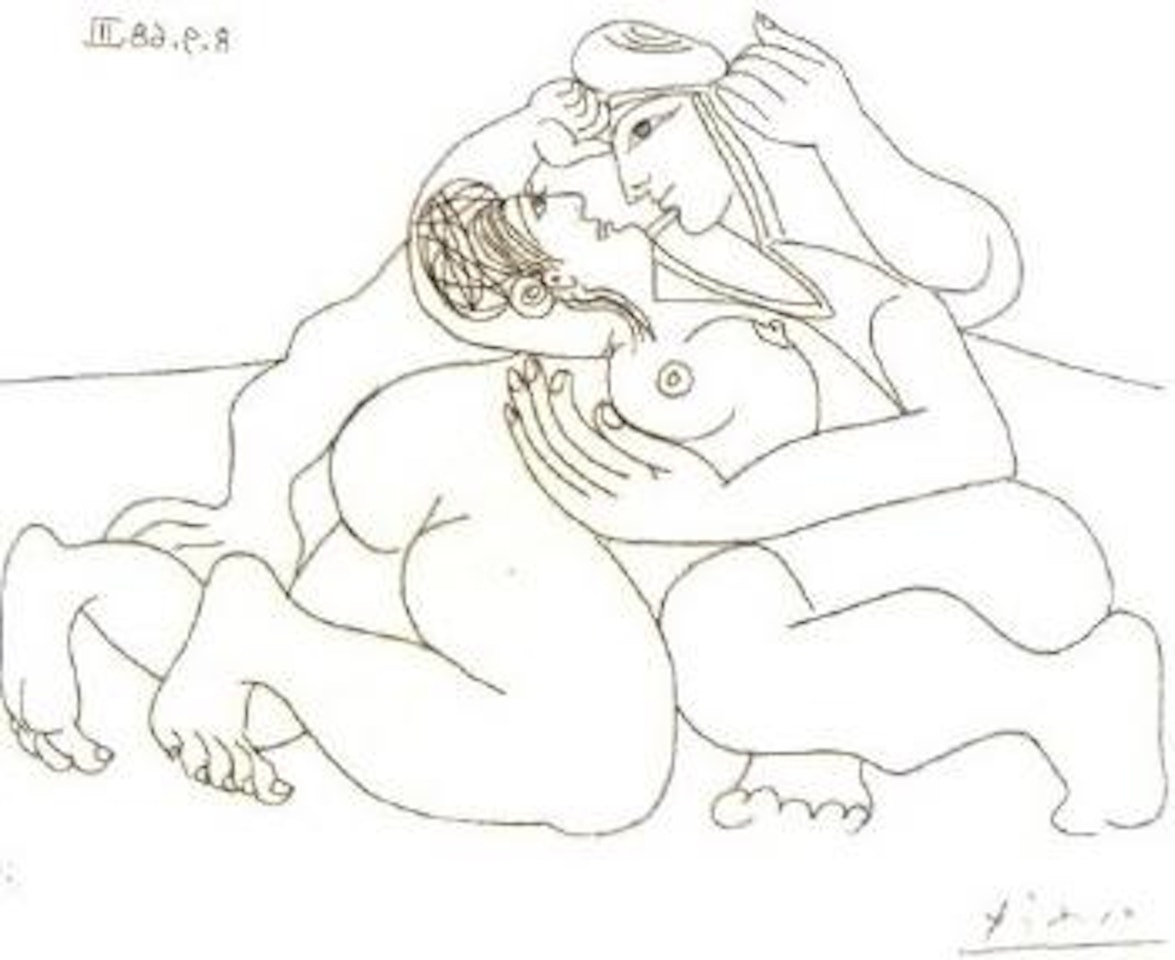 Raphael et la fornarina XXIII, Seuls, s'etreignant sur le sol by Pablo Picasso