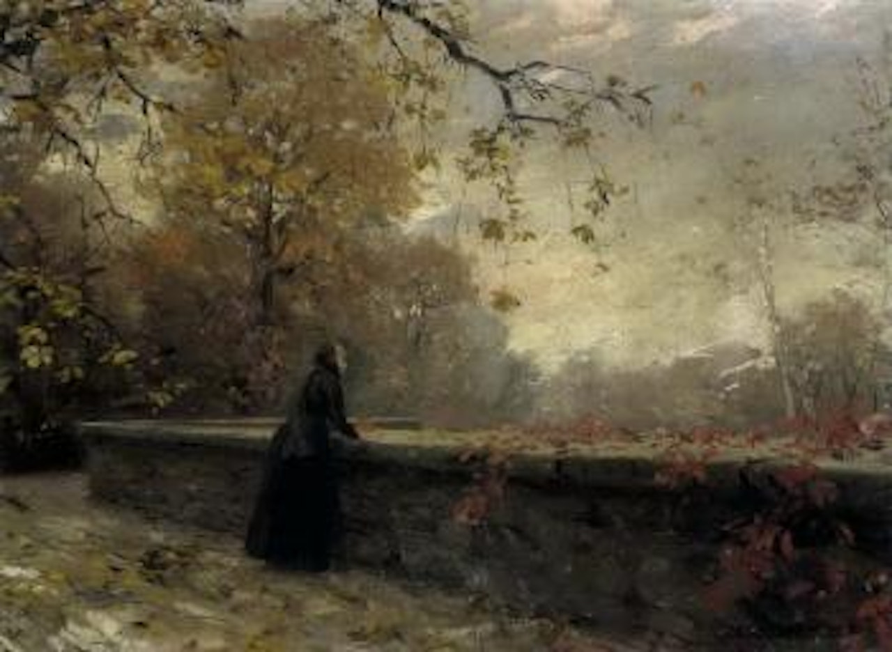 Park landscape with figures by Alexander Koester