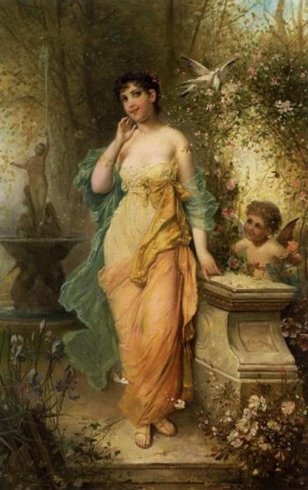 Liebesgluck - girl in love by Hans Zatzka