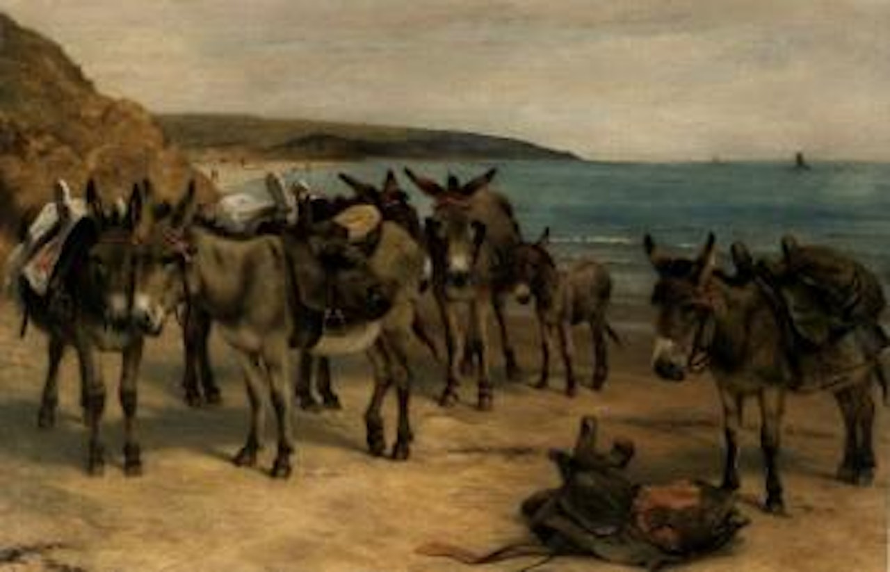 Donkeys on a beach by William Weekes
