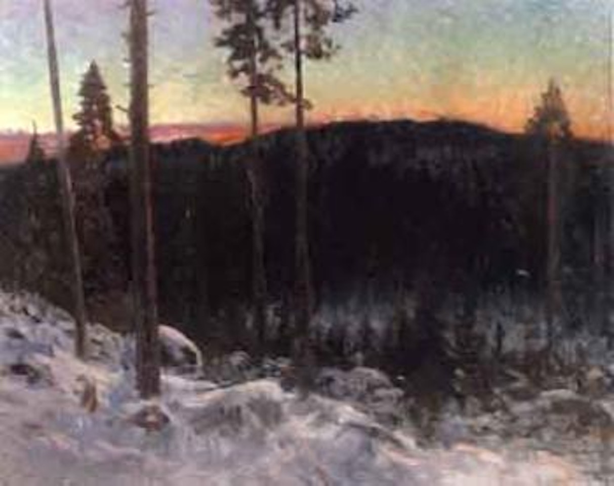 Winter landscape, evening by Anshelm Schultzberg