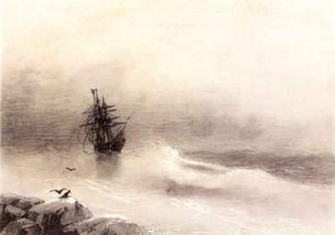 By the shore in a stormy sea by Ivan Konstantinovich Aivazovsky