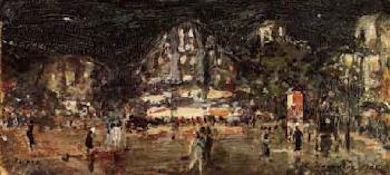 Promenading in Paris by night by Konstantin Alekseevich Korovin