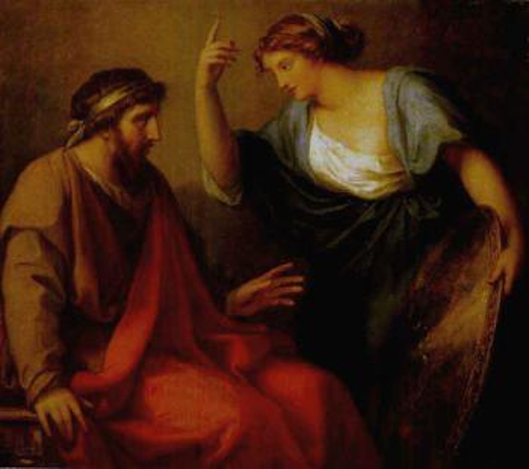 Egeria handing Numa Pompilius his shield by Angelica Kauffmann