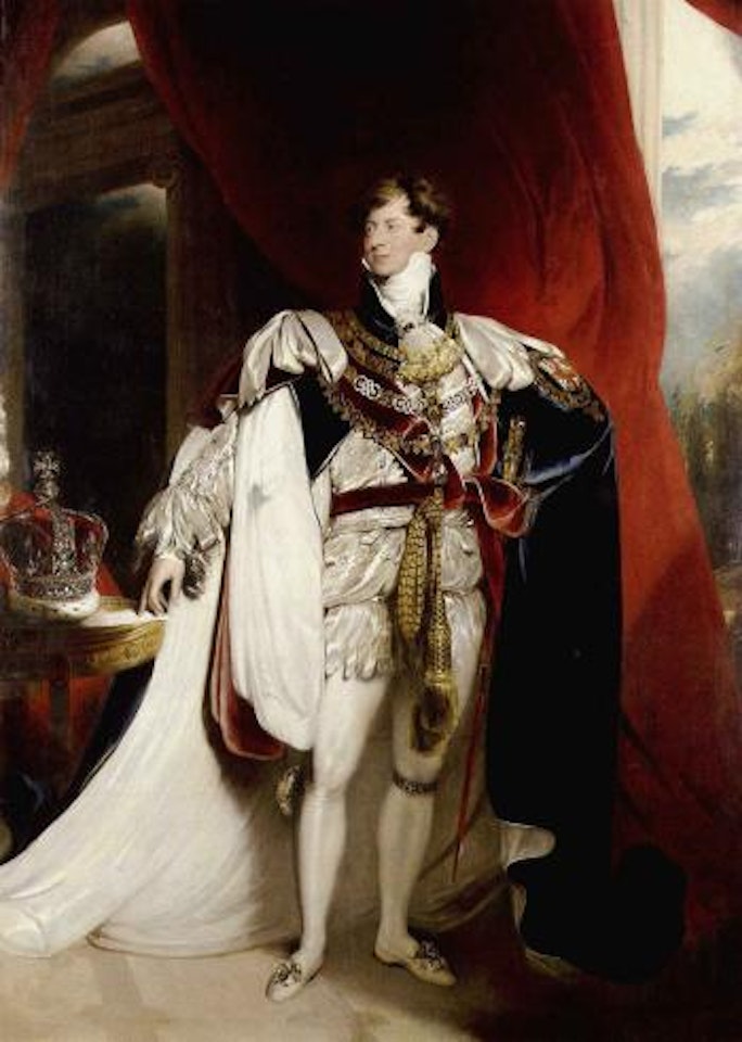 Portrait of King George IV in Garter robes, crown on table by Sir Thomas Lawrence