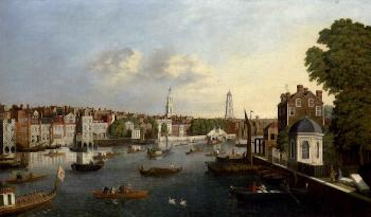 View of the Thames with the Savoy Palace and Somerset House by English School