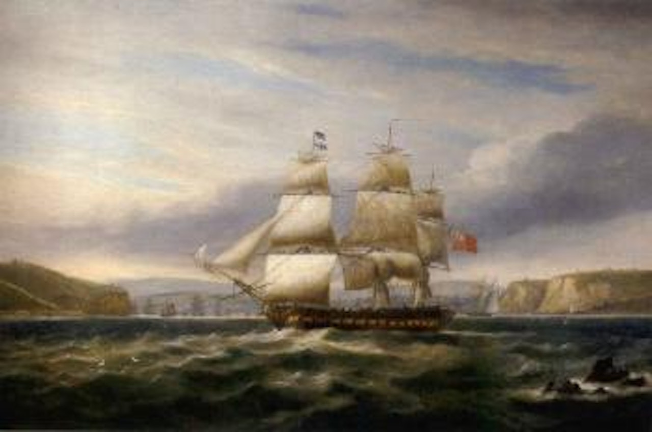 British frigate of the Blockading Squadron patrolling at Brest by Thomas Luny