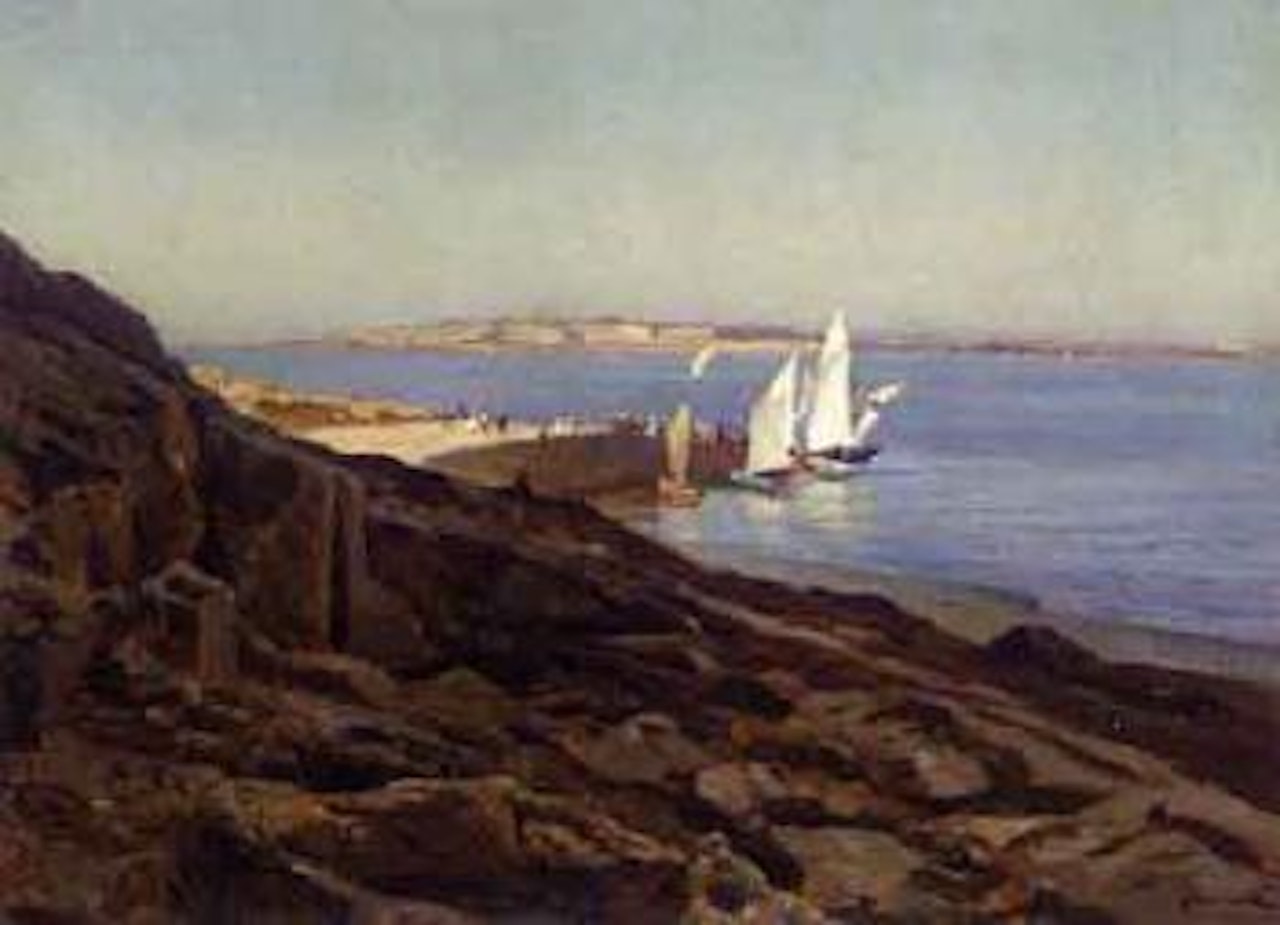 View across an Italian lake by Jossif Kratschowski