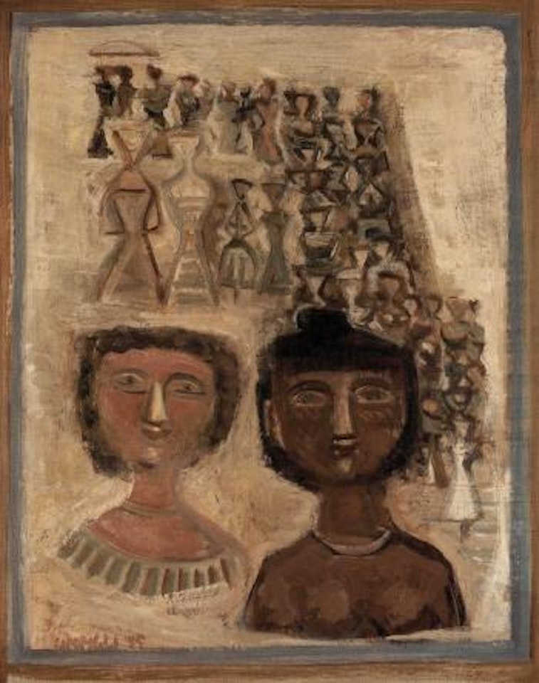 Staircase with women by Massimo Campigli