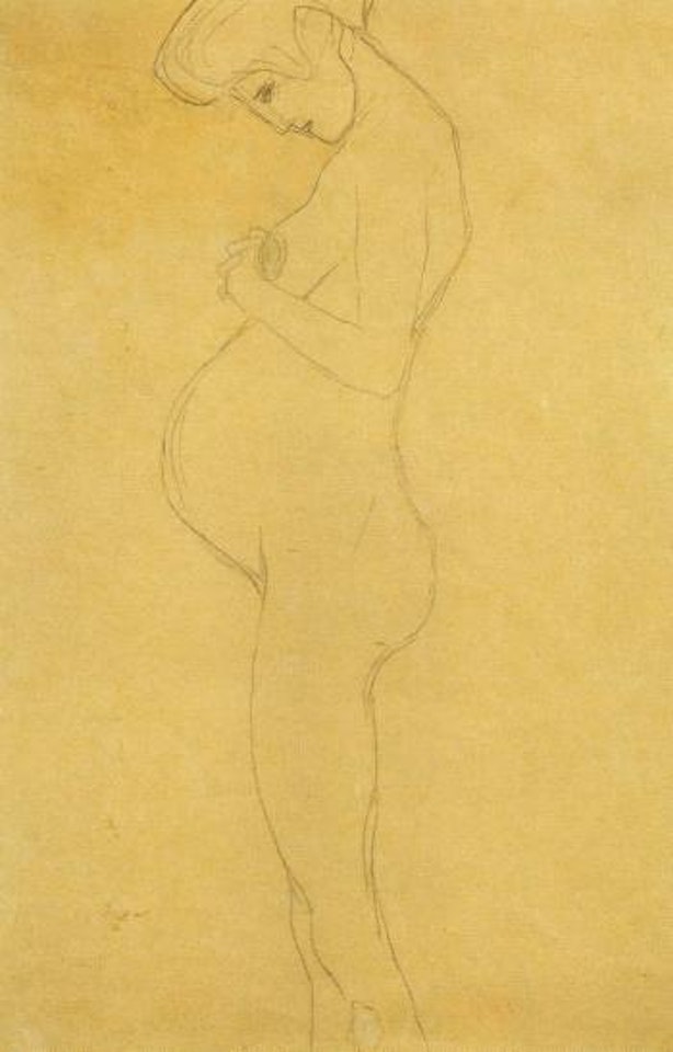 Pregnant woman in profile by Gustav Klimt