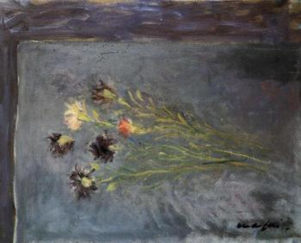 Still life with six carnations by Mario Mafai