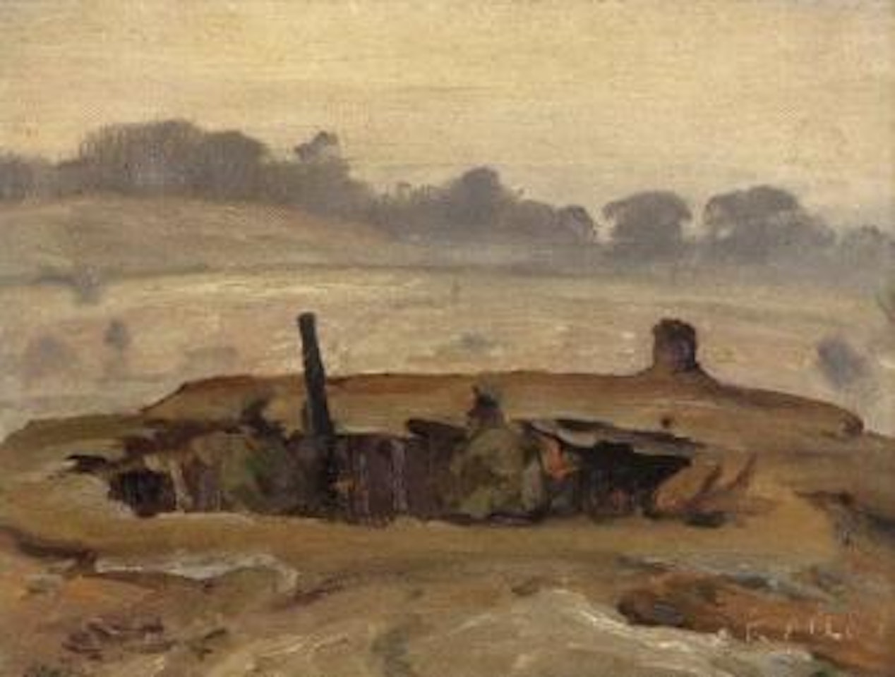 Ack-ack emplacement, Witley camp, England by Robert Pilot