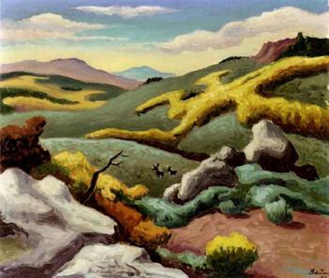 Landscape with deer by Thomas Hart Benton