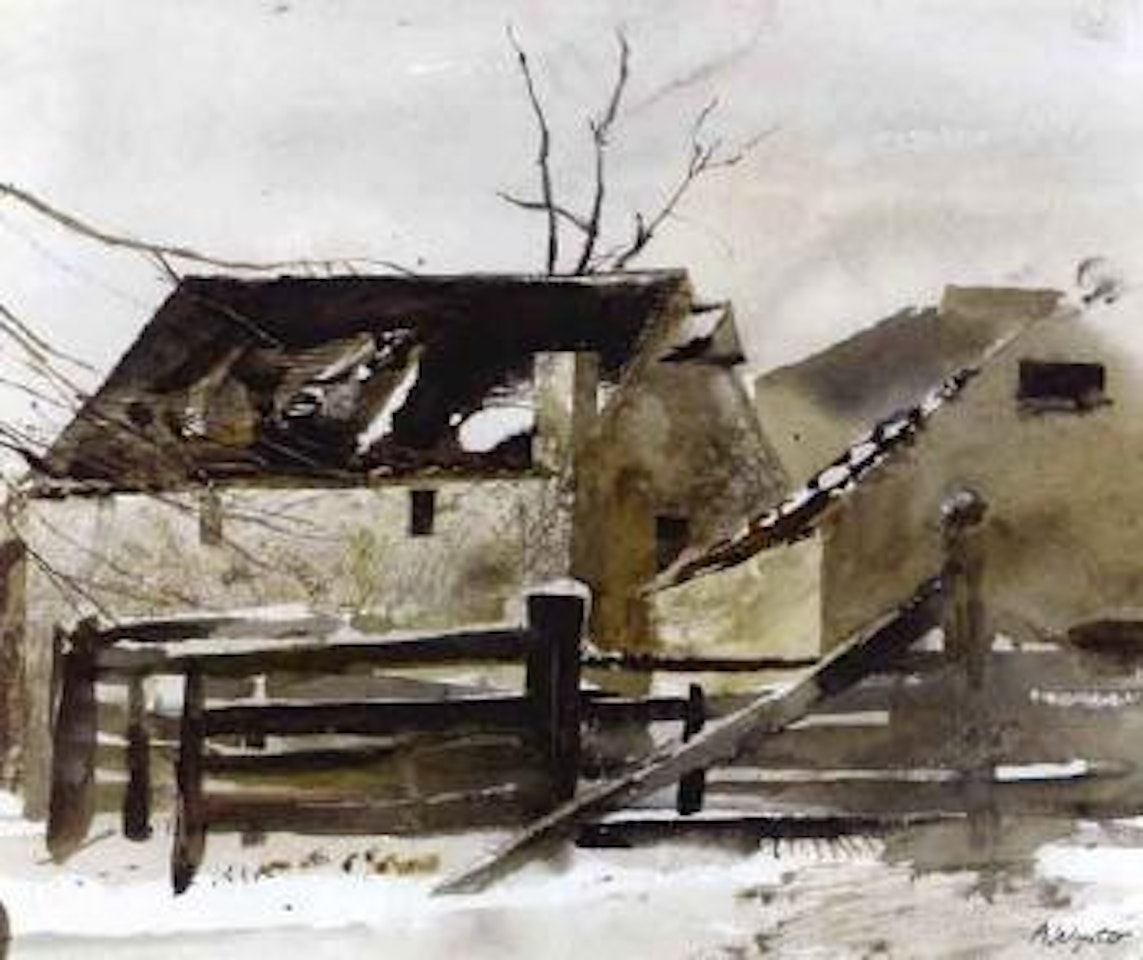 Granary and mill by Andrew Wyeth