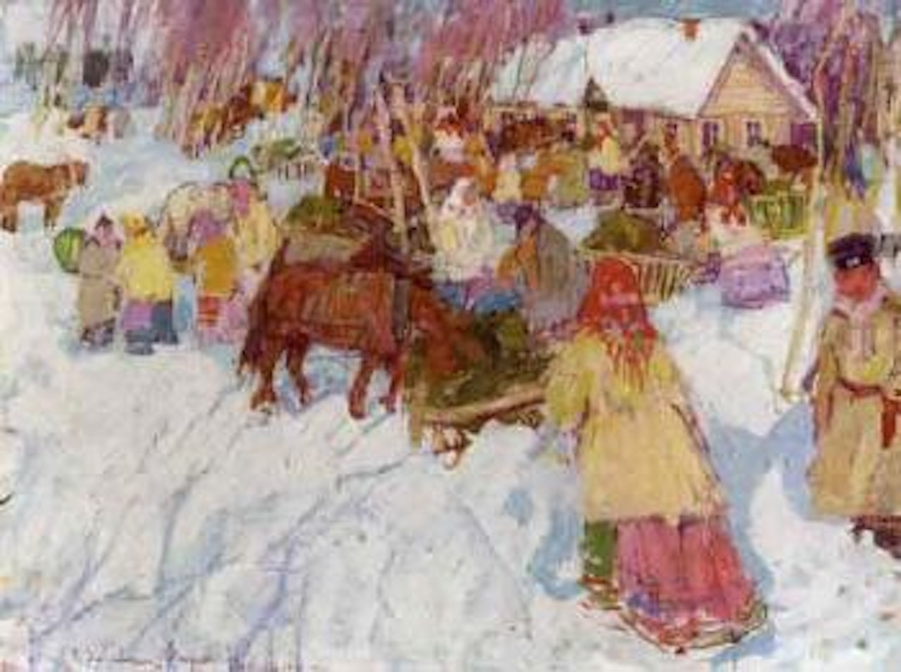 Russian village in winter by Leon Gaspard