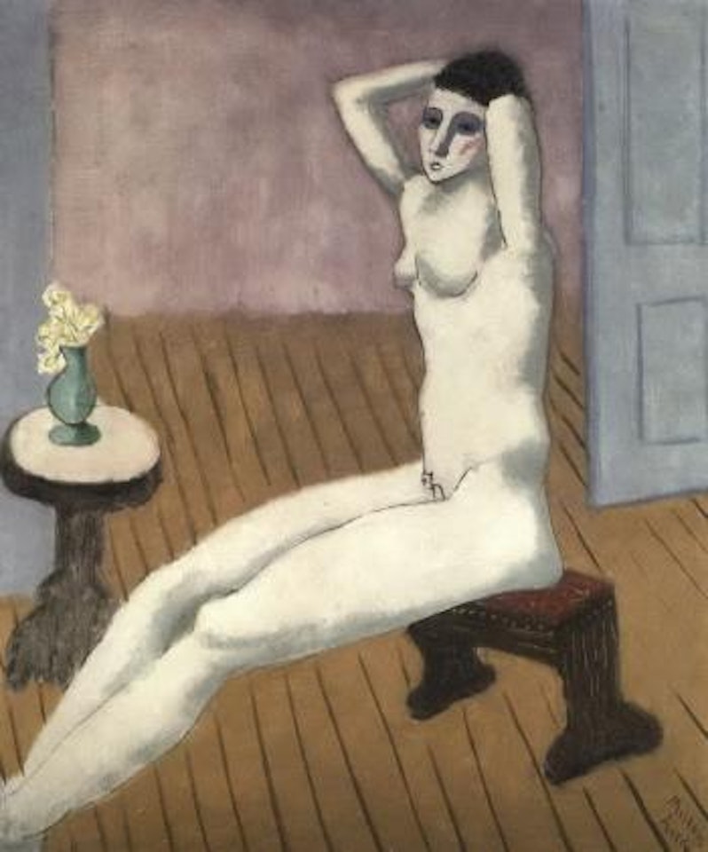 Nude on a red stool by Milton Avery