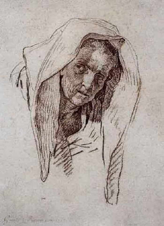Etude de femme voilee by Jean-Baptiste Greuze