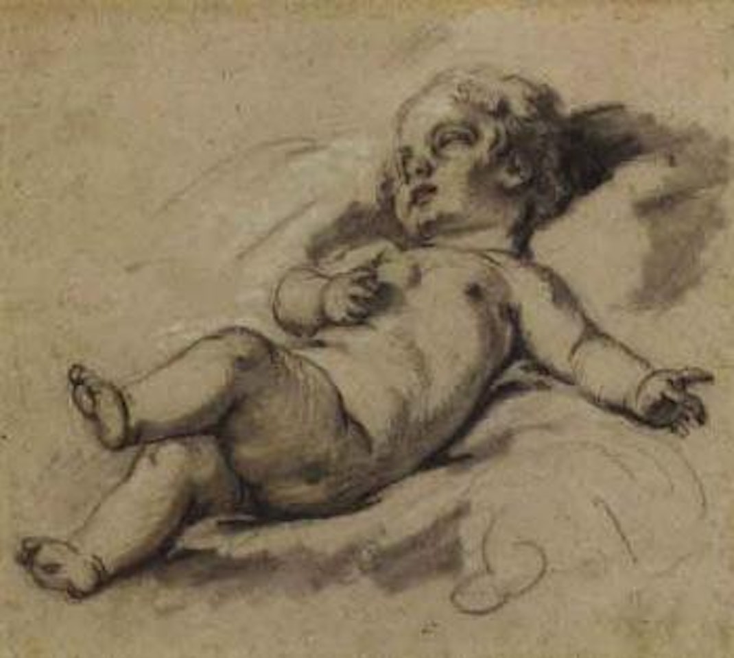 Un putto allonge sur un nuage by Francois Boucher