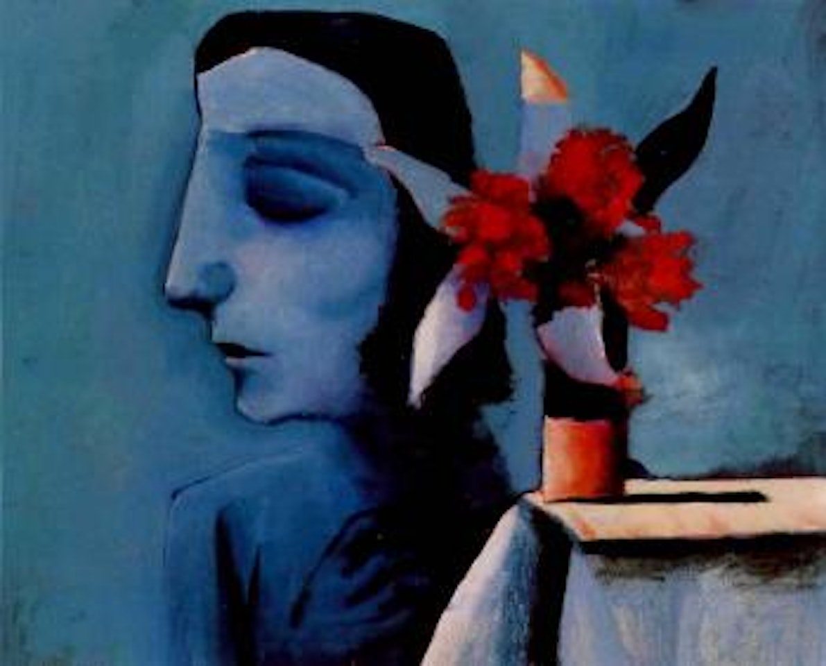 Girl with flowers by Charles Blackman