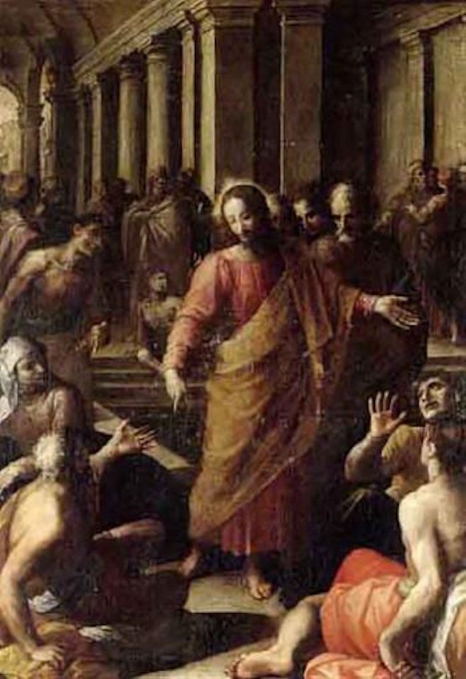 Christ healing the sick at the pool of Bethseda by Roman School