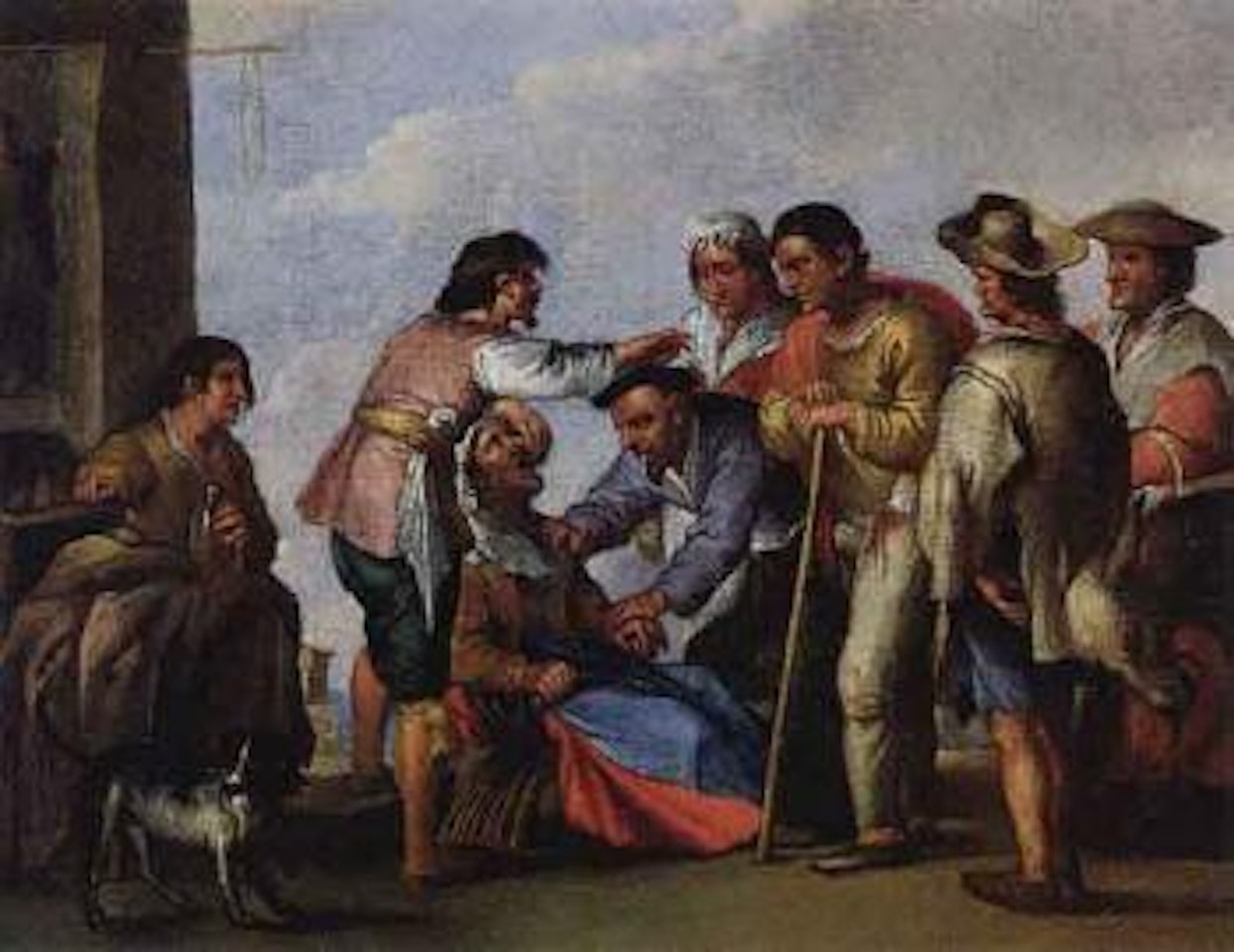 Dentist. Soldiers returning home by Cornelis de Wael