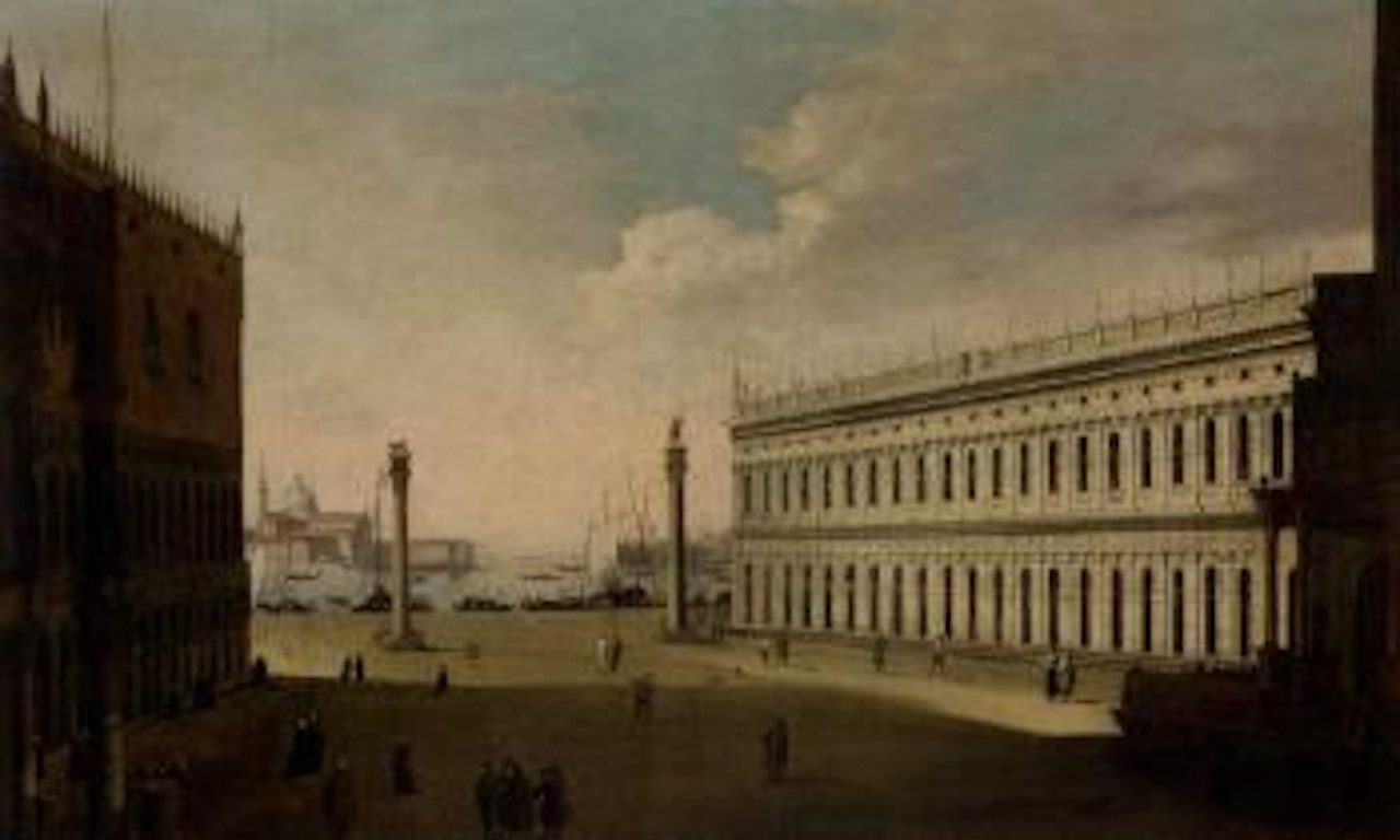 A view of the Piazzetta, Venice. View of the Molo and Doge's palace by Venetian School