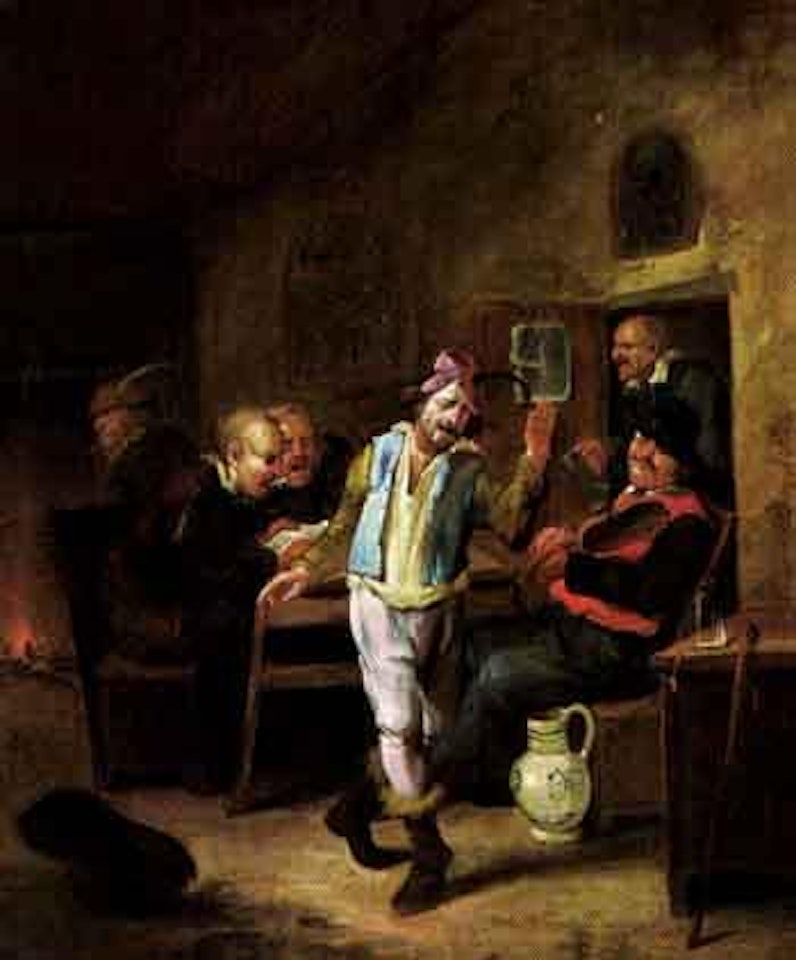 Peasants singing, making music and drinking in a tavern by Egbert van Heemskerk III