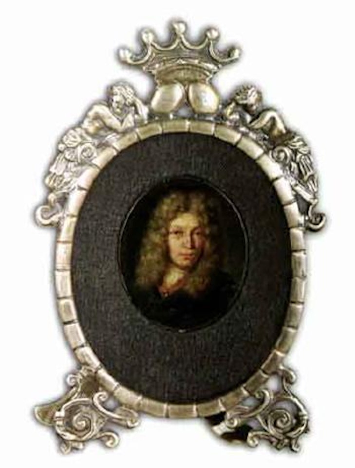 Portrait of a gentleman wearing a orange coat by Willem van Mieris
