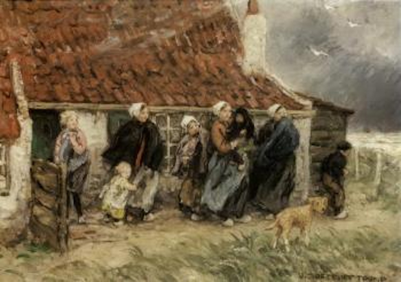 Awaiting the return at the Meelzak, Katwijk Aan Zee by Jan Zoetelief Tromp