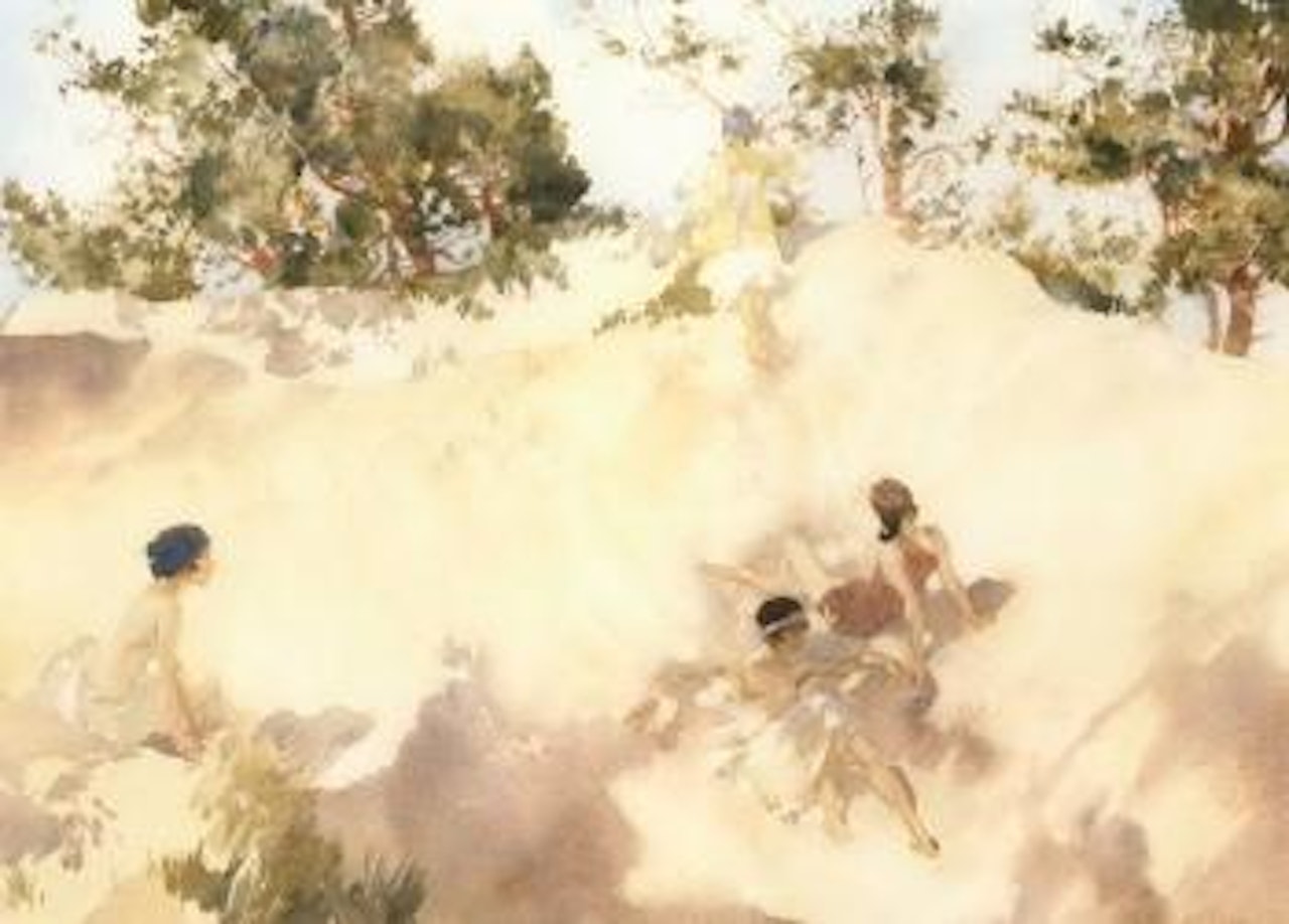 Flickers - sun, sand and fir trees by William Russell Flint
