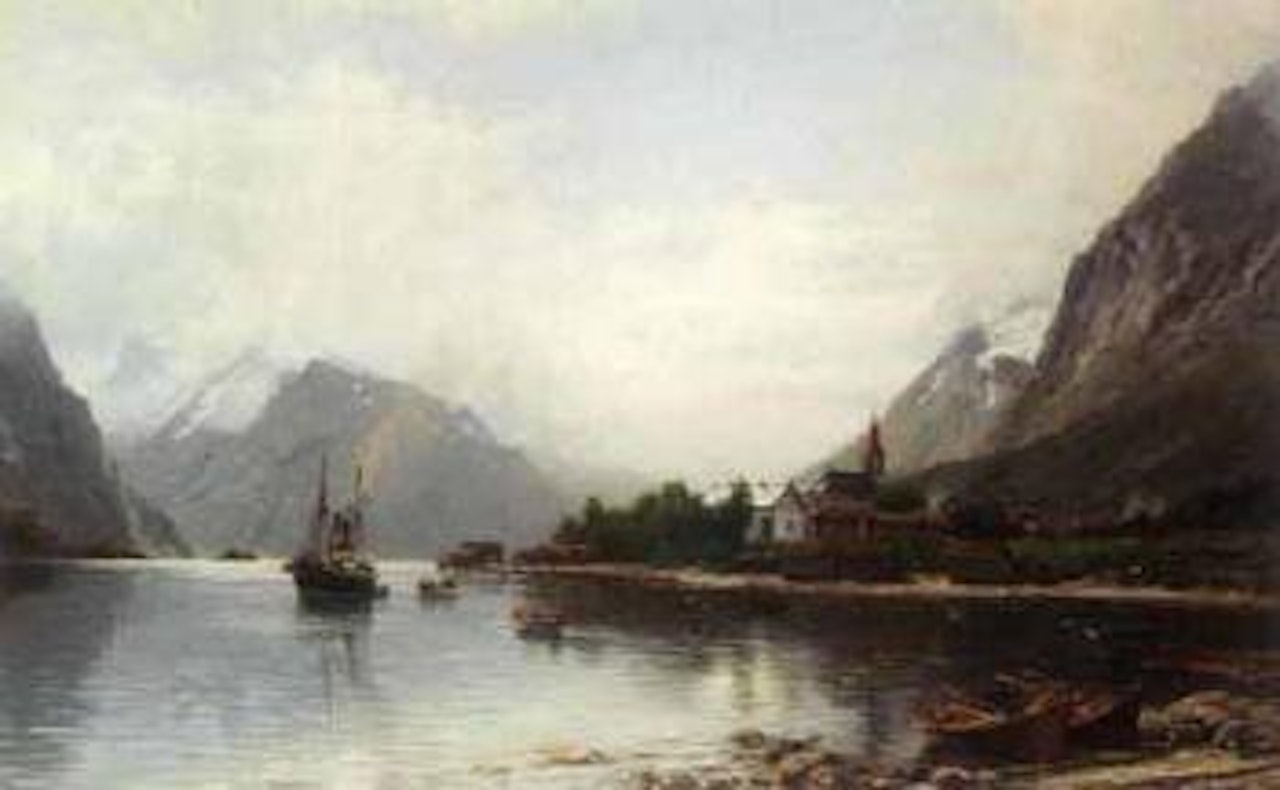 Steam boat arriving by Anders Monsen Askevold