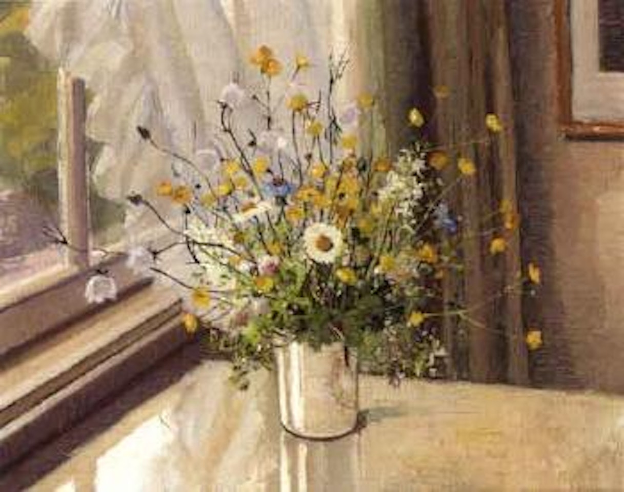 Spring flowers in pot by Olle Hjortzberg
