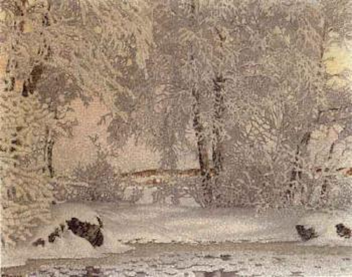 Bay in winter by Gustaf Fjaestad