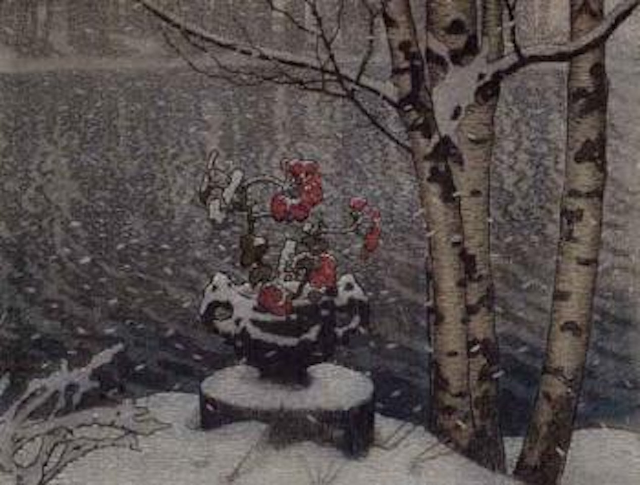 The first snow by Gustaf Fjaestad