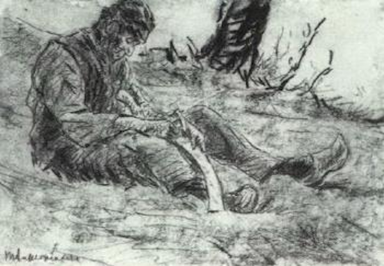 Peasant carving stick by Max Liebermann