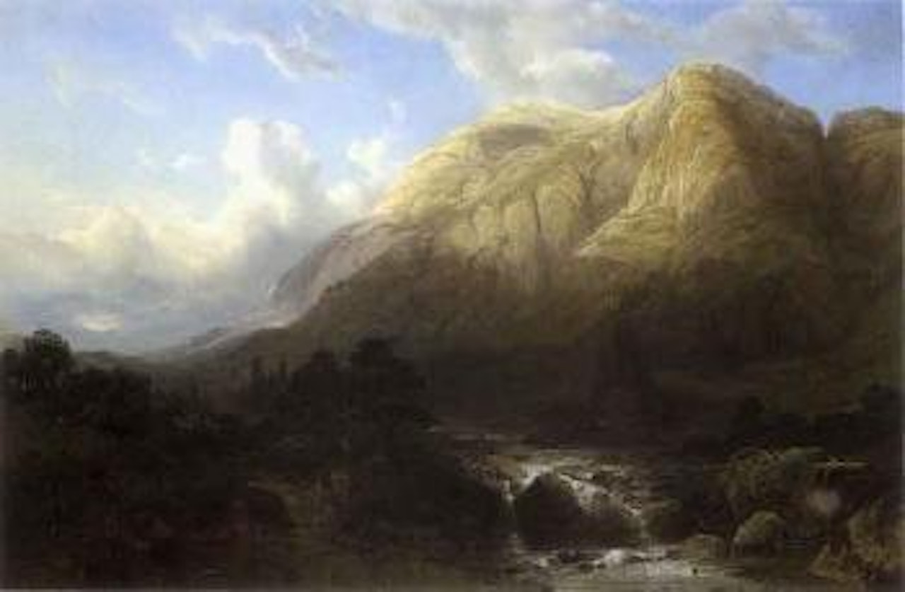 Paysage de montagne avec torrent by Alexandre Calame