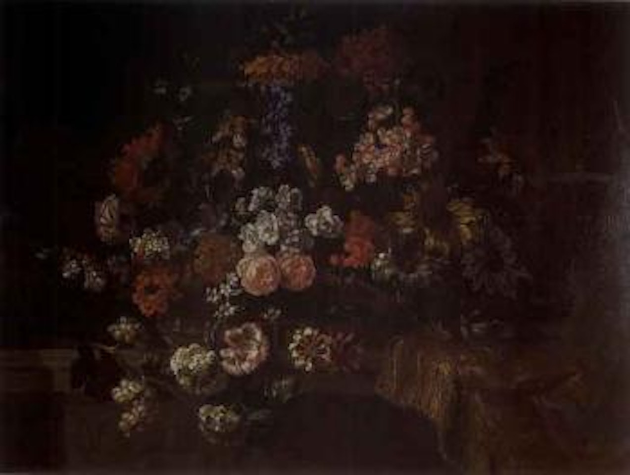Corbeille de fleurs sur entablement by Jean Baptiste Monnoyer